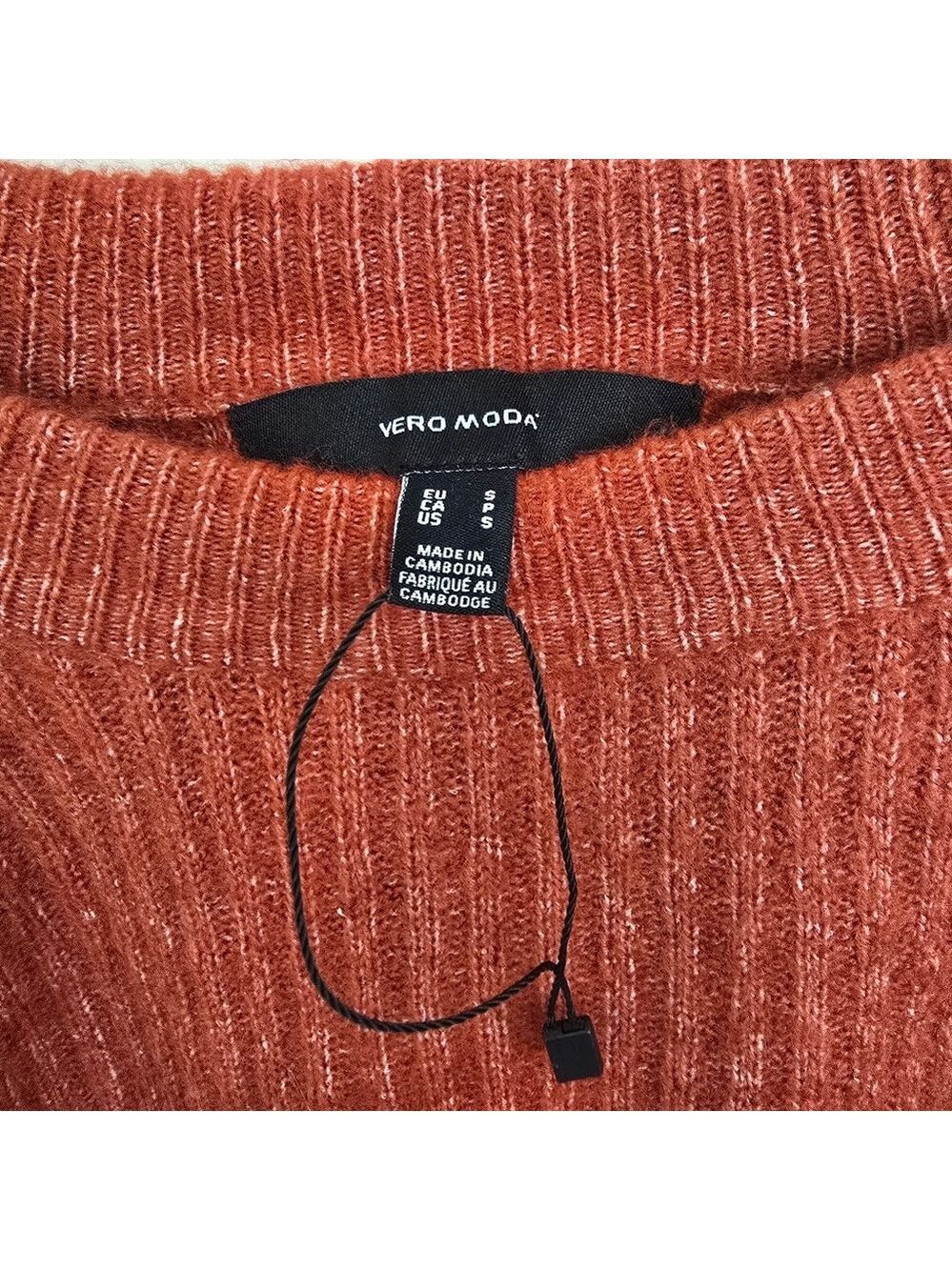 Vero Moda Women's Ribbed Knit Crewneck Sweater in Rust Size Small - Picture 6 of 7